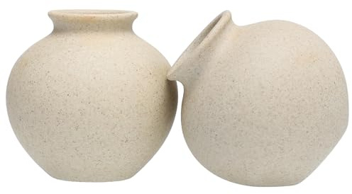SHINEOFI 2 Stück Keramikvase Beige Vasen Dekorativ Für Trockenblumenarrangements Künstlerische Vintage Blumentöpfe Für Wohnraum Und Tischdeko