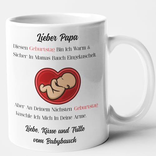 Lieber Papa Tasse – Geburtstagsgeschenk vom Babybauch – Emotionale Spruchtasse für werdende Väter – Geschenkidee Schwangerschaft, Papa Geburtstag, Familie