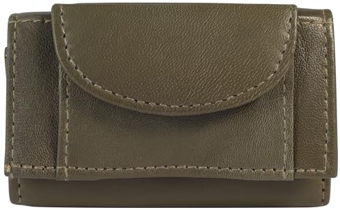 Excellanc Geldbörse für Unisex aus Leder in Grün, Geldbeutel mit Druckknopf in 9,5 x 6 x 2,5 cm