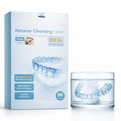 Retainer Cleaning Tablets | Retainer Fresh Tablets for Aligners, Braces, Mouth Guards Clean, Dentures Cleaner | Retainer Brite Aligner Cleaner & Dental Cleansing Care Tablet (96)