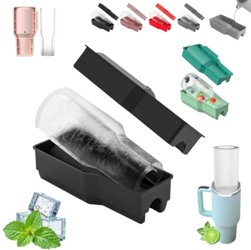 Tumbler Ice Mold for Stanley Cup, Silicone Hollow Cylinder Ice Cube Tray, Easy Fill and Release Ices Maker Large Ices Cup Molds for Chilling Cocktails, Whiskey, Drinks, Coffee (Black)