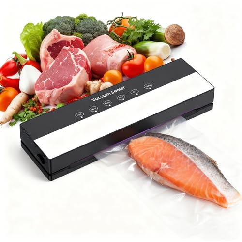 Machine Sous Vide Alimentaire 5 en 1, Appareil Sous Vide Alimentaire avec Mode Sec et Humide, Sacs Vide Inclus, Emballeur Sous Vide la Cuisine et la Conservation. (Black, 10 vacuum bags)