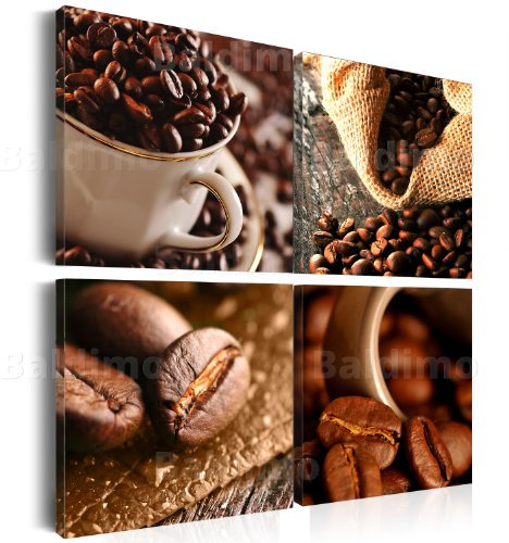 murando - Wandbilder Set Kaffee Coffee 80x80 cm 4 Teilig je 40x40 Vlies Leinwandbild Kunstdruck modern Wandbilder XXL Wanddekoration Design Wand Bild mehrteilig - Küche 9070017