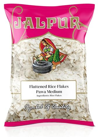 JALPUR MILLERS Flattened Rice Flakes 500g - Pawa Poha - Premium Quality Thin Rice Flakes for Indian Cooking, Breakfast, Snacks and Chivda - Light & Quick-Cooking - Low Fat - Ideal Pantry Essential