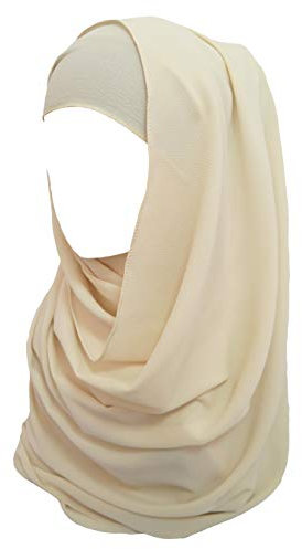 Lina & Lily Bubble Crepe Chiffon Damen Muslim Hijab Kopftuch Schal Turban, Stoff Leicht Undurchsichtig (Beige)