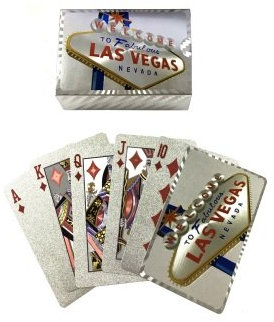 LAS VEGAS Welcome to Fabulous Spielkarten in glänzendem Silber (Folie)