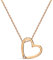 MIORE - Collana Cuore in Oro Rosa con Diamante Naturale, Vero Oro 9KT 375 - Catenina con Pendente Cuore Lucido e Brillante - Ciondolo anallergica con Catena. Catenina lunga Cm.45.