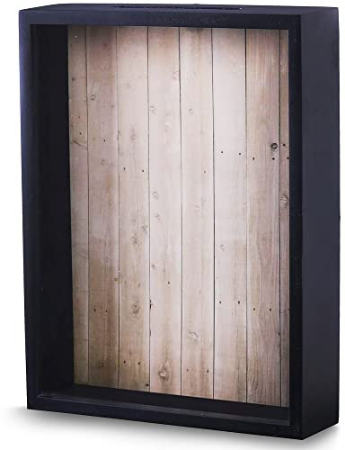 Shadow Box Display Case – Black Wooden Shadow Box Frame - Showcase Bottle Caps, Shells, Ticket Stubs, Airline Tickets, Ideal for Memorabilia Photos, Flowers, & Medals (10 x 8 in)