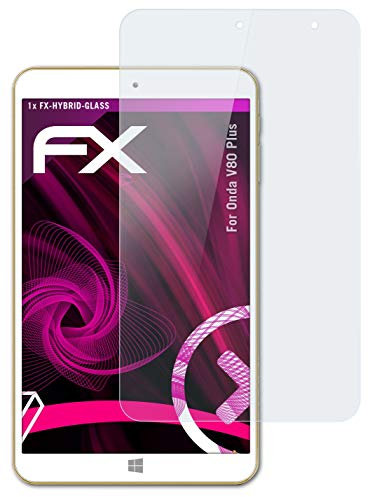 atFoliX Glasfolie kompatibel mit Onda V80 Plus Panzerfolie, 9H Hybrid-Glass FX Schutzpanzer Folie
