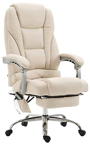 CLP Bürostuhl Pacific Stoff I Höhenverstellbar I Massage-Funktion I Fußablage, Farbe:Creme