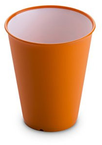 Omada Design Verre de bar 30 cl, hauteur 10 cm, en plastique, incassable, empilable et antibactérien, Ligne Sanaliving, Blanc et Orange
