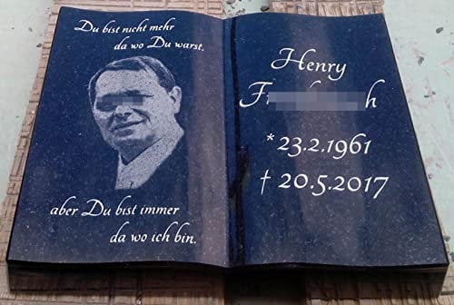 designgrab SwedL102-60x45x12 cm Grabstein offenes Buch aus Granit Schwedisch Black SS1 inkl. Beschriftung von Vor- und Nachname sowie Geburts- und Sterbedatum