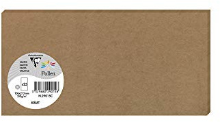 Clairefontaine 29015C Packung mit 25 Karten Pollen in Format DL, 210g 106 x 213mm, Kraftbraun