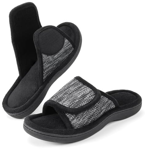 RockDove Women's Adjustable Wrap Memory Foam Slide Slipper, Size 7/8 UK Women, Black