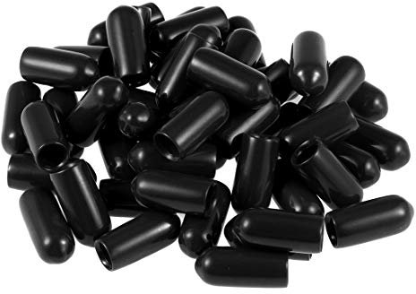 sourcing map 50 Stück Gummi Endkappen 6mm Innendurchm. Gummikappen Runde Schutzkappen Gummi Abdeckung Stopfen Möbelgleiter Bolzen Gewindeschutz für Schrauben Rohr Stuhlbeine, Schwarz