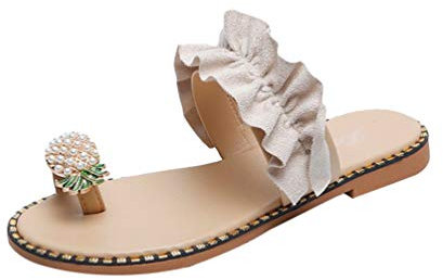 Mengmiao Damen Pantoletten Flache Tanga Sandalen Mode Atmungsaktive Flip Flops (Stil3,Größe 41)