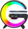 LED Wireless Charger Atmosphere Lamp with Blueto-oth Speaker - G Shape Light Up Wireless Speaker Intelligent LED Table Lamp, Color Changing Timer Alarm Clock Charger Stand Bedside Table Light for Home