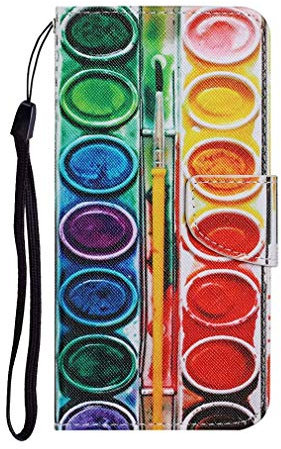 AIFILLE Flip Handyhülle für iPhone 11 2019 Mädchen Hülle Leder Bunt Lidschatten Muster Ultra Slim Silikon Bumper Magnetisch Klapphülle 360 Grad Stoßfest Schutzhülle mit Kartensteckplätze