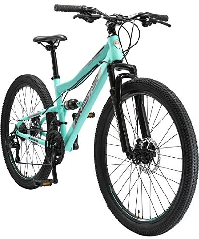 BIKESTAR Fully Mountainbike Shimano 21 Gang Schaltung, Scheibenbremse 26 Zoll Reifen | 15 Zoll Rahmen MTB Vollgefedert | Mint