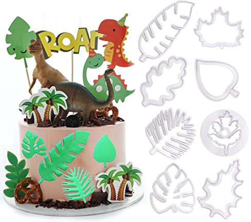 NIWWIN Lot de 8 emporte-pièces en forme de feuille tropicale - Moule en plastique pour fondant, biscuit, pâtisserie