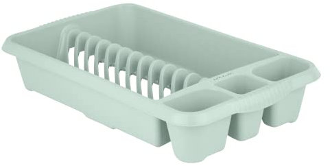 M1SS High Grade Medium Plastic Dish Drainer Cutlery Tray Plate Rack Kitchen Sink Holder Stand Draining Board (Medium, Silver Sage)