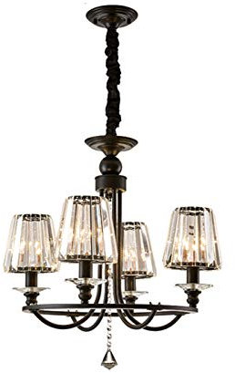 E14 Luxus Industrielle Kristall Kronleuchter,Modernen Rustikalen Eisen Decken-pendelleuchte Vintage Kristall Deckenleuchten Für Wohnzimmer Esszimmer Schlafzimmer-Schwarz und kristall 58 * 60cm