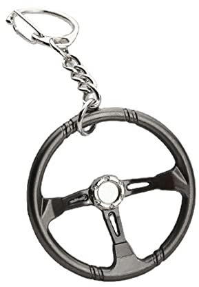 Porte-clés de voiture en forme de volant unique à suspendre, Noir, taille unique