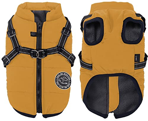 Savlot Hundejacke Winterweste Jacken Hundemantel Hundepullover Haustier Skifahren Kostüm Ärmellose Baumwolle Gepolsterte Weste Mit Brustgurt Gurt - Gelb, XXL