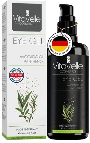 Vitavelle Augengel - Augenringe entfernen mit Avocado Oil und Panthenol Augenserum - Augencreme gegen Falten und Augenringe – Augen Lifting Booster