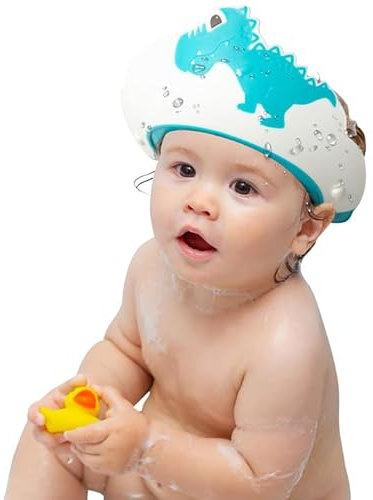 FUNUPUP Baby Shower Cap, Kids Shampoo Shower Bath Cap Adjustable Hair Washing Shampoo Shield Baby Visor for Eyes and Ears Protector Blue