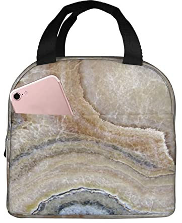 EVANEM Onyx Stone Blassblaue Lunchtasche Isolierte Lunchbox Tragbare Lunchtasche Bento Bag Wiederverwendbare Lunchtasche für Arbeit Büro Reisen Picknick
