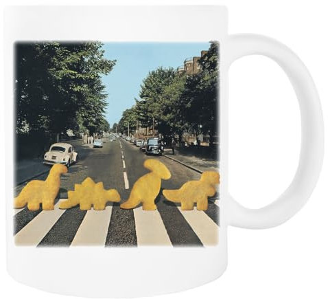 Dinosaurier-Hühnernuggets – Nuggie Road Weißer Becher Trinkbecher aus Keramik