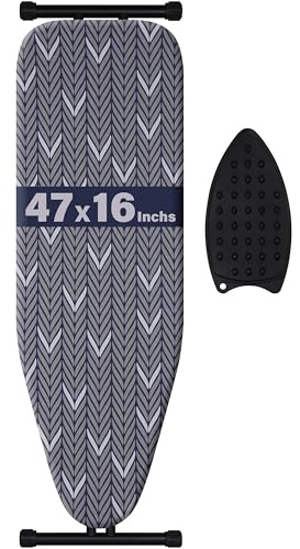 veiox Deluxe Full Size Ironing Board with Extra Thick Padded Cover - 47 X 16 Stable Structure, Space-Saving, Premium Iron Board, V-TYB-A1