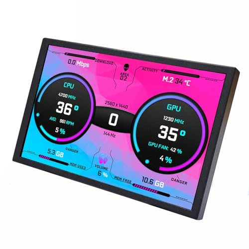 VSDISPLAY 8 inch 1280x800 Mini IPS LCD Monitor,Replacing PC Case 120mm Fan,for DIY CPU GPU Temperature Computer Screen