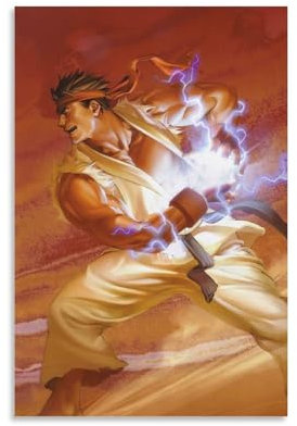 DFJHAZGT Street Fighter Spielposter, Ryu Skill (Hadouken), klassisches, cooles Anime-Poster, Leinwandkunst, Poster und Wandkunst, Bilddruck, moderne Familienschlafzimmer-Dekoration, Poster, 30 x 45 cm