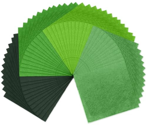 IVEOPPE Filzstoff Bastelfilz Filz 48 Stück - 30 x 20cm Filzstoff, für Filzmatte Untersetzer Dekofilz Taschenfilz zum Nähen und DIY Basteln (Grün)