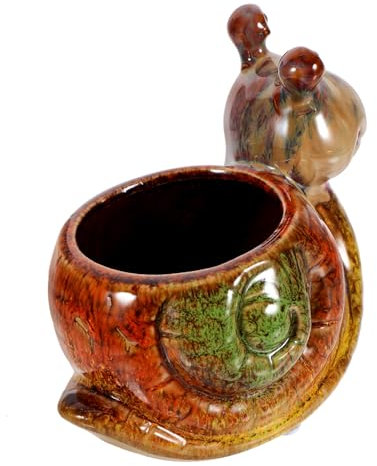 POPETPOP Pot De Fleurs Élégant en Résine en Forme Descargot Base Stable Décoration De Bureau Ou De Maison