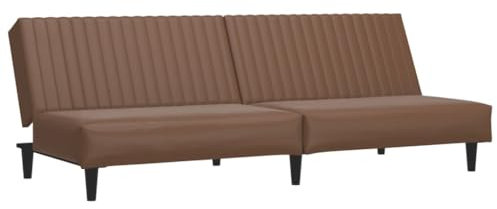 vidaXL Schlafsofa 2-Sitzer, Schlafcouch für Wohnzimmer Heimkino Büro, Gästebett mit Holzrahmen, Sofabett Tagesbett Couch Sofa Ausziehbar, Braun Kunstleder