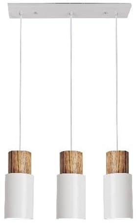 ouglres Pendelleuchte Esstisch Vintage,3-Flammig Holz Hängelampe Weiß