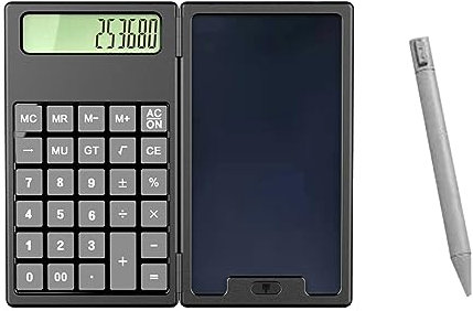 Runioney 1Set School Season Scientific Calculator Folding Tablet Business Office Portable Tablet Calculator LCD Tablet Plastic,Gray