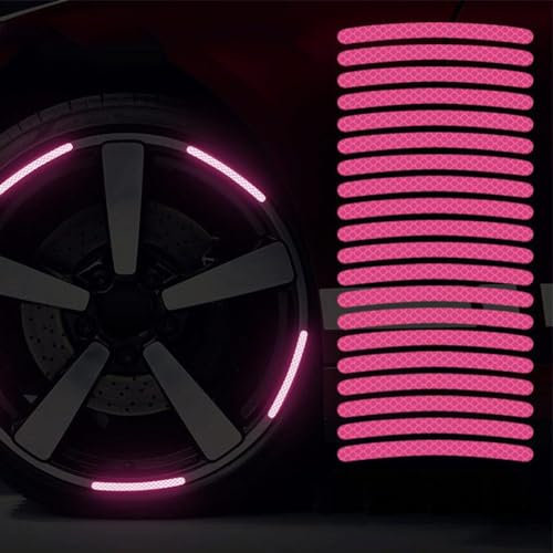 WSRRDRECVHi 20 adesivi riflettenti di sicurezza, adesivi riflettenti per ruote, adesivi riflettenti per guida notturna, adesivi riflettenti impermeabili per veicoli, biciclette, moto (rosa)