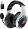 Casque Gaming sans Fil, Casque PS5 avec Micro Bruit Environnemental, 7.1 Son Surround, Batterie de 35H, Transducteurs 50mm, Oreillettes Respirantes, Casque Gamer pour PS5 PC PS4 Switch,Noir Blanc