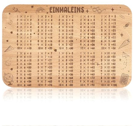 HOWAF Frühstücksbrett Einschulung, Frühstücksbrett Einmaleins Lernen Frühstücksbrettchen Schulanfang Deko, Zuckertüte Inhalt Schultüte Füllung, Schulkind Geschenke zur Einschulung Junge Mädchen