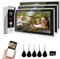 Connessione a 4 fili Videocitofono (cablato), videocitofono 1080p con display touchscreen da 10 pollici, supporto per il rilevamento del movimento, opzioni di sblocco multiple, 3 display interni