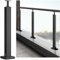 Geländer Pfosten Treppengeländer Glas Balustradenpfosten 65cm - 105cm Edelstahl Schwarzem Geländerpfostensystem Glasgeländer Geländerpfosten Für Außentreppen Balkone(Color:End Post,Size:75cm)