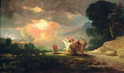 MNMSBFXQ Ölgemälde Leinwandbilder Bild Poster Kunstdrucke Lot Auf Der Flucht Vor Sodom Von Benjamin West Drucken Ölgemälde für Wanddekoration 60x90cm
