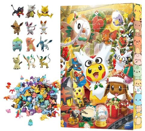 Adventskalender 2024 für Kinder | 24 Stück Weihnachtskalender Anime Figuren mit niedlichen Charakteren | Advent Calendar mit Überraschungs Cartoon Spiel Sammler-Spielzeug für Babys