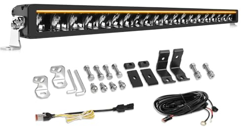 CO LIGHT 40 Inch LED Light Bar, 12/24v Light Bar with Amber/White DRL, Single Row Driving Work Lamp for Car Off Road Tractors 4x4 Vehicles Truck, Super Bright 140W 28000LM IP68 Waterproof