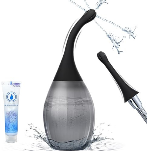 Analdusche für Analverkehr Klistier Einlaufgerät Darmreinigung - 300ML Silikon Analdusche für Mann mit Biegbarer Einlauf Duschdüse Anti-Rückfluss Irrigator Klistier zur Darmspülung, Schwarz