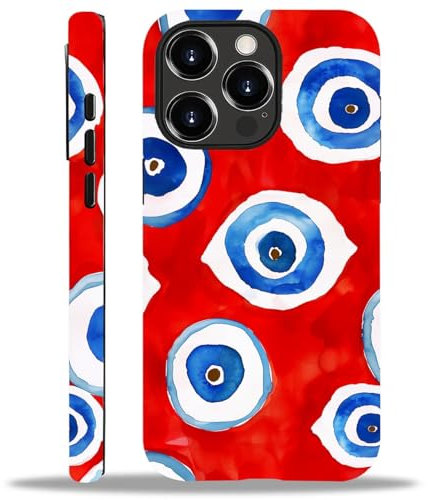 WANKBLC Compatible with iPhone 13 Pro Max Case, Evil Eye Red Blue Pattern for Girl Full Body Design Soft Silicone Drop Shock Scratch Protection for iPhone 13 Pro Max